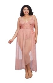 10996-2X VINTAGE ROSE TEDDY AND SKIRT 2X