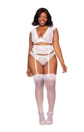 124372X BRA GARTER BELT AND PANTY WHITE