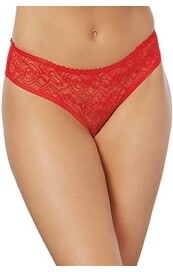 1300L RED OPEN CROTCH RUFFLE PANTY 