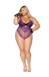 12771-1X AUBERGINE AND BLACK TEDDY 1X
