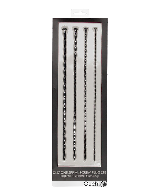 SILICONE SPIRAL SCREW PLUG SET BEGGINER URETHRAL SOUNDING BLK