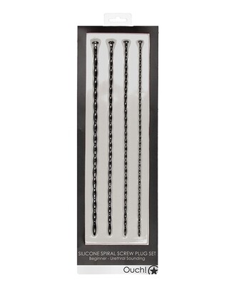 SILICONE SPIRAL SCREW PLUG SET BEGGINER URETHRAL SOUNDING BLK