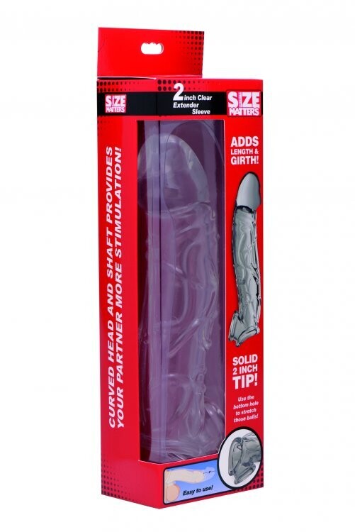 SIZE MATTERS 2 INCH CLEAR PENIS EXTENDER SLEEVE 