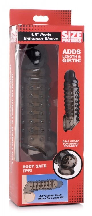 SIZE MATTERS 1.5 INCH PENIS ENHANCER SLEEVE SMOKE