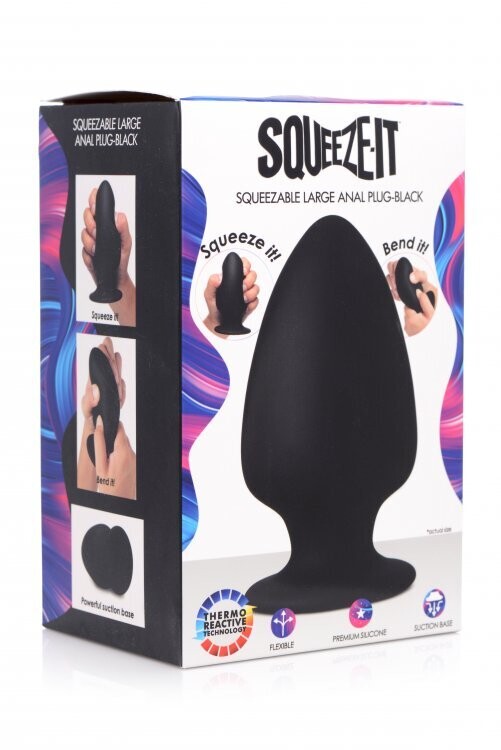 SQUEEZE IT SILEXPAN ANAL PLUG LRG BLK