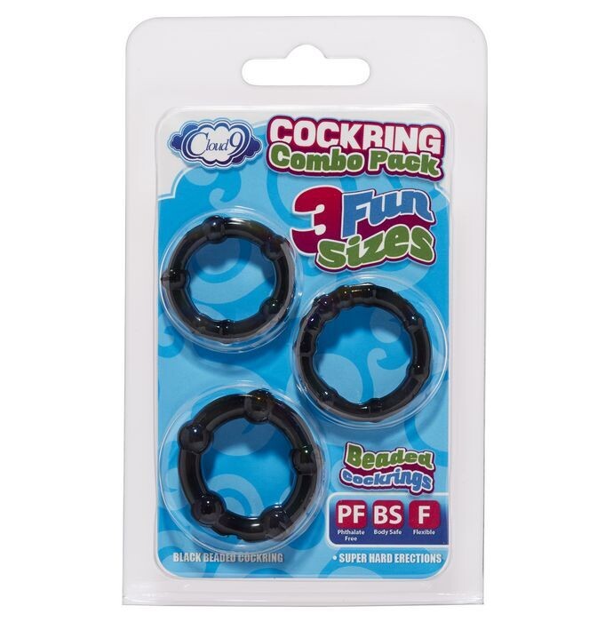 STAY HARD BEADED COCKRING 3 PACK BLACK