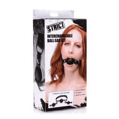 STRICT INTERCHANGEABLE SILICONE BALL GAG SET