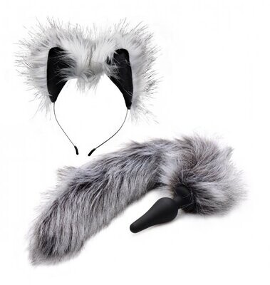 TAILZ GREY WOLF TAIL AND EARS SET