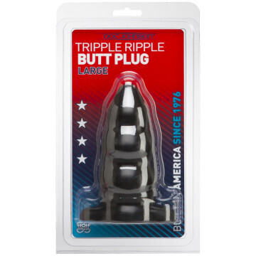 TRIPLE RIPPLE BUTT PLUG LARGE BLACK TRIPLE RIPPLE BUTT PLUG LARGE BLACK