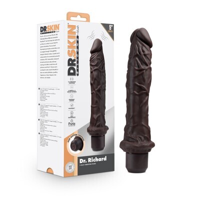 DR. SKIN SILICONE DR. RICHARD 9" VIBRATING DILDO BROWN