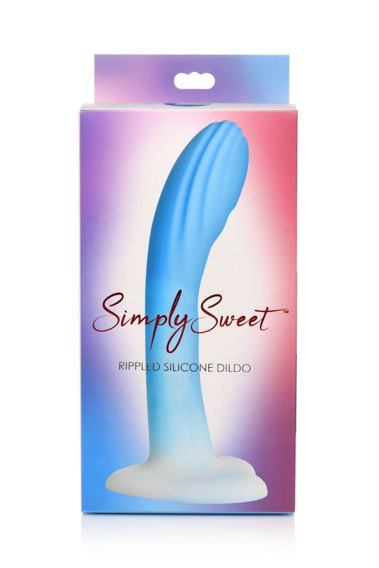 SIMPLY SWEET RIPPLED SILICONE DILDO BLUE