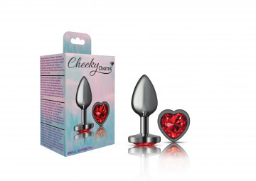 CHEEKY CHARMS HEART DEEP RED SMALL GUNMETAL BUTT PLUG