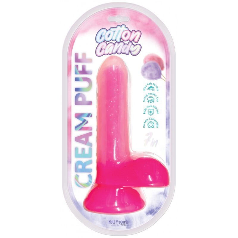 COTTON CANDY CREAM PUFF SILICONE DILDO 6" PINK