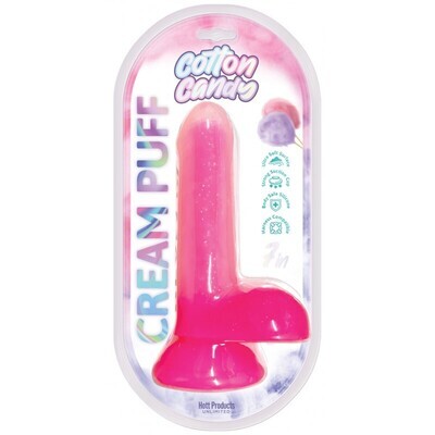 COTTON CANDY CREAM PUFF SILICONE DILDO 6" PINK