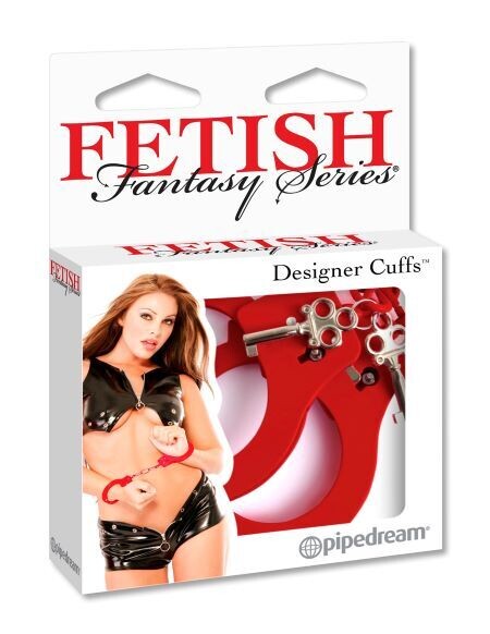 FETISH FANTASY DESIGNER RED METAL HANDCUFFS