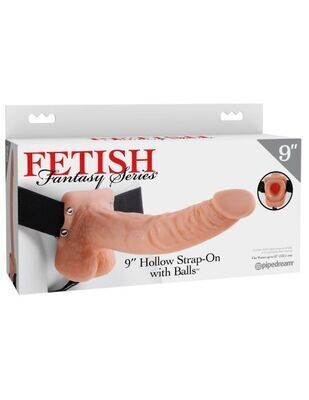 FETISH FANTASY 9" HOLLOW STRAP ON W/BALL