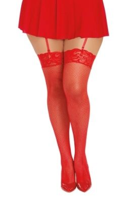 0006X RED THIGH HI FISHNET