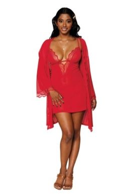 12239S ROBE, CHEMISE, AND GSTRING RED