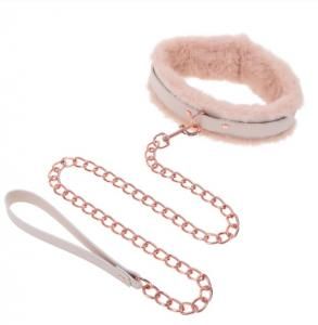 PEACHES N CREAM FUR COLLAR AND LEASH PINK