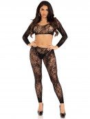 89331 2PC LACE CROP TOP AND FOOTLESS TIGHTS