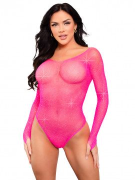 89231 RHINESTONE SNAP CROTCH BODYSUIT PINK