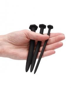 SILICONE SCREW PLUG SET URETHRAL SOUND BLACK
