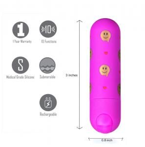 GIGGLY SUPER CHARGED MINI BULLET WITH SMILEY FACE PATTERN