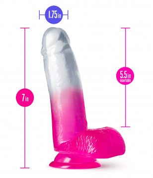B YOURS SUGAR MAGNOLIA 7 INCH DILDO FUSHIA 