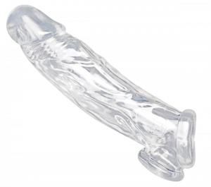 REALISITC CLEAR PENIS ENHANCER AND BALL STRETCHER