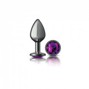 CHEEKY CHARMS ROUND PURPLE GUNMETAL BUTT PLUG MED
