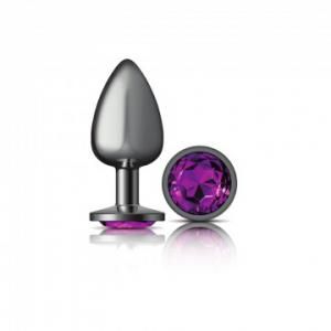 CHEEKY CHARMS ROUND PURPLE GUNMETAL BUTT PLUG LRG CHEEKY CHARMS ROUND PURPLE GUNMETAL BUTT PLUG LRG