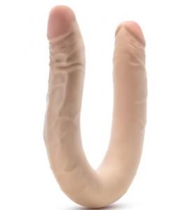 DR. SKIN PLUS 16.5" POSABLE DOUBLE DONG BEIGE