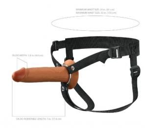 FANTASY XTENSIONS ELITE 7"SILICONE HOLLOW STRAP ON DUAL DENSITY BROWN