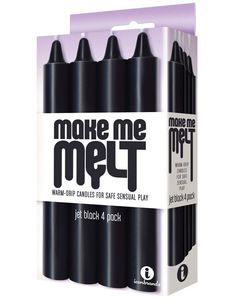 THE 9'S MAKE ME MELT SENSUAL WARM DRIP CANDLES 4PK BLACK