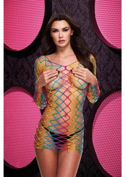 LAPDANCE FENCENET RAINBOW MINI DRESS OS
