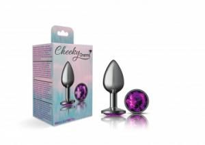 CHEEKY CHARMS ROUND PURPLE GUNMETAL BUTT PLUG SMALL