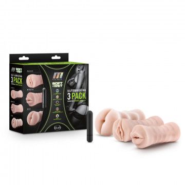 M FOR MEN 3 PACK SELF LUBRICATING VIBRATING STROKER