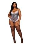 13220-2X GARTER TEDDY CHARCOAL