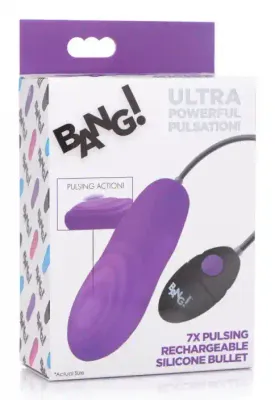 BANG! 7X PULSING RECHARGEABLE SILICONE BULLET PURPLE