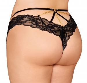 CHEEKY OPEN CROTCH THONG WITH CHAINS 1X/2X