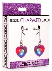 CHARMED LIGHT UP HEART TWEEZER NIPPLE CLAMPS