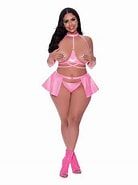 CLUB CANDY BRA, SKIRT AND THONG PINK 2X