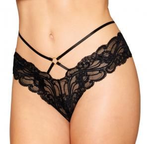 CHEEKY OPEN CROTCH THONG WITH CHAINS L/X