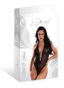 GLITZ & GLAM TEDDY W/SNAP CROTCH BLK 2XL