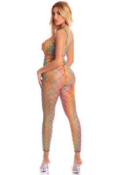 PINK LIPSTICK ROY G. BIV 2PC BODYSTOCKING OS
