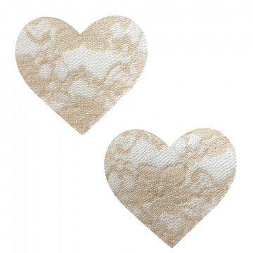 NUDE TOFFEE LACE HEART YOU PASTIES