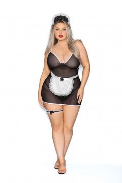 PRIVATE MAID 5PC SET QUEEN SIZE BLACK/WHITE