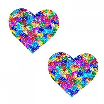 SPARKLE SEQUIN MULTICOLOR HEART PASTIES