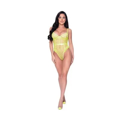 LOVE STAR HIGH LEG TEDDY CHARTRUESE S/M