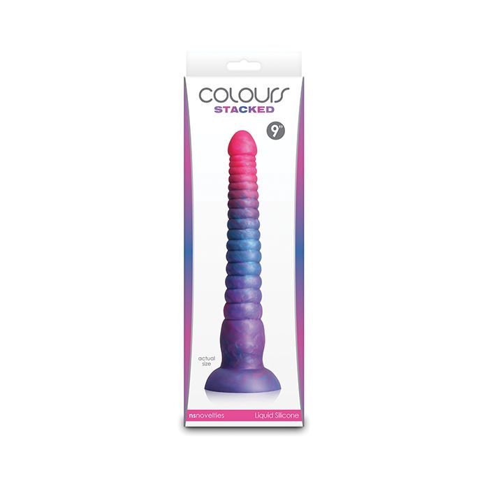 COLOURS STACKED 9" DILDO PINK/BLUE
